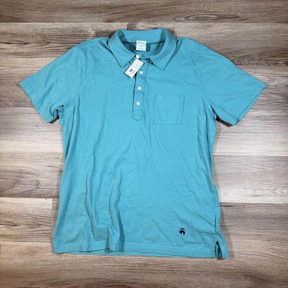 NWT Brooks Brothers 1818 Performance Polo Mens L Original Fit Cotton Teal - Picture 1 of 6